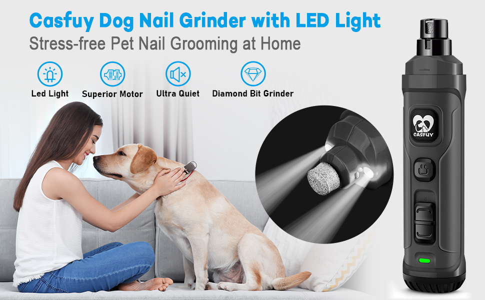 Dog nail grinder with 2 LED lights