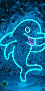 Dolphin blue neon sign