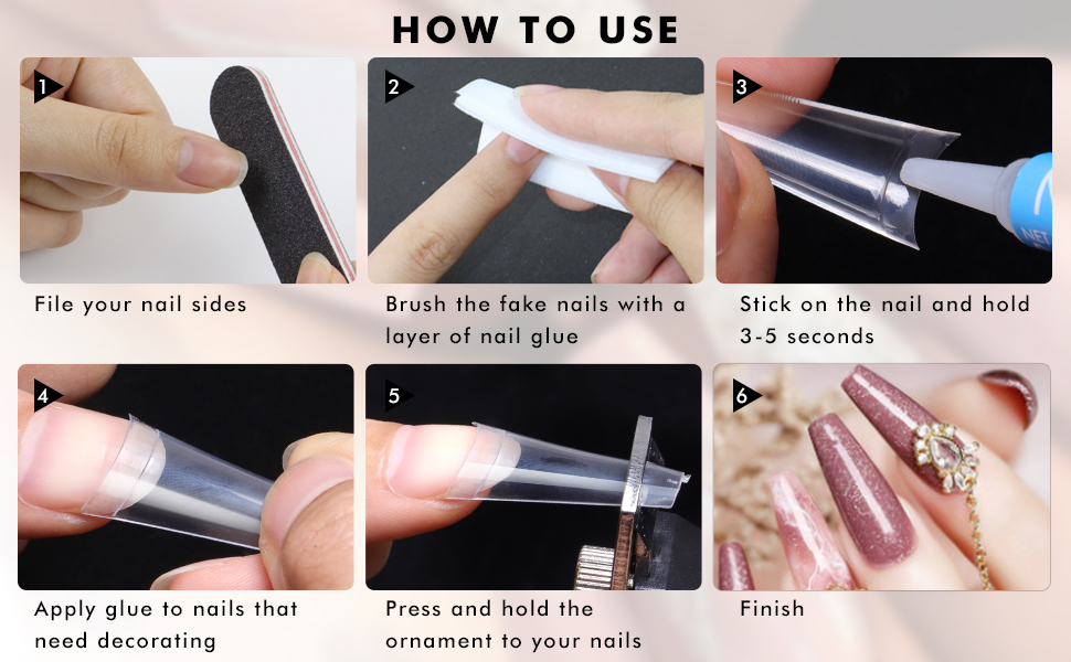Clear Nail Tips and Glue Coffin Nail Tips with Glue