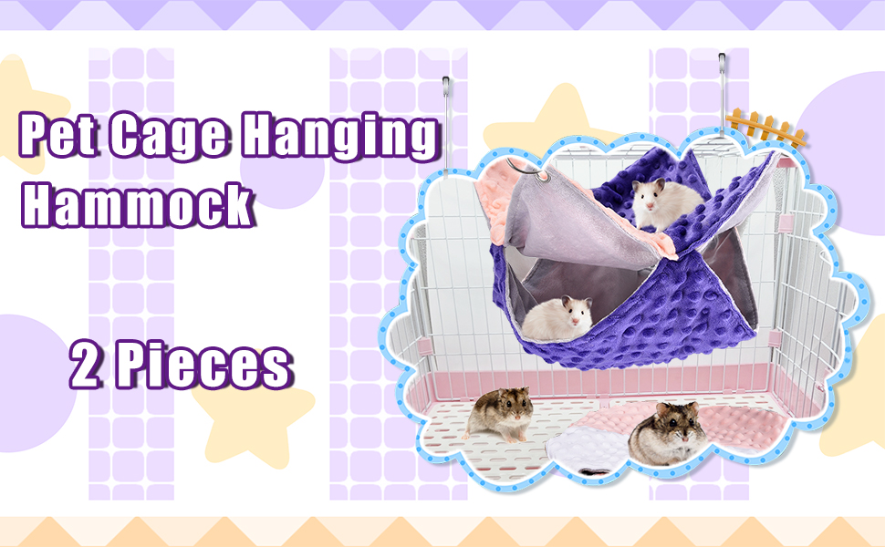 Smilcloud Rat Hammocks, 2 Pack Ferret Hammocks,Pet Cage Hammock Double