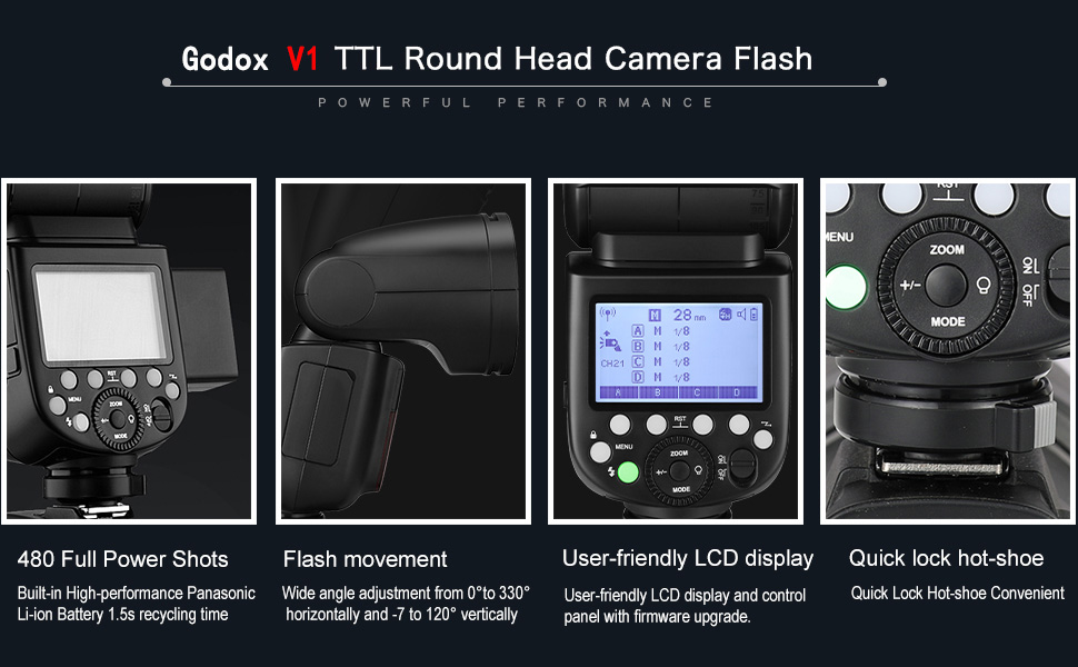 Godox V1C TTL Flash for Canon, 1/8000 HSS 2.4G Wireless X System, with