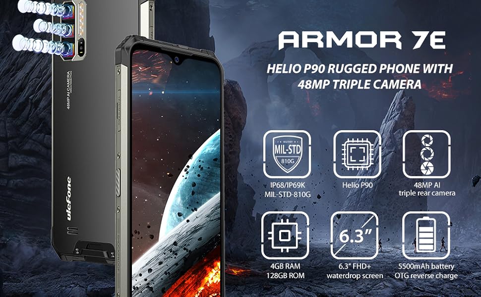 Ulefone Armor 7E Rugged Cell Phones Unlocked, IP68
