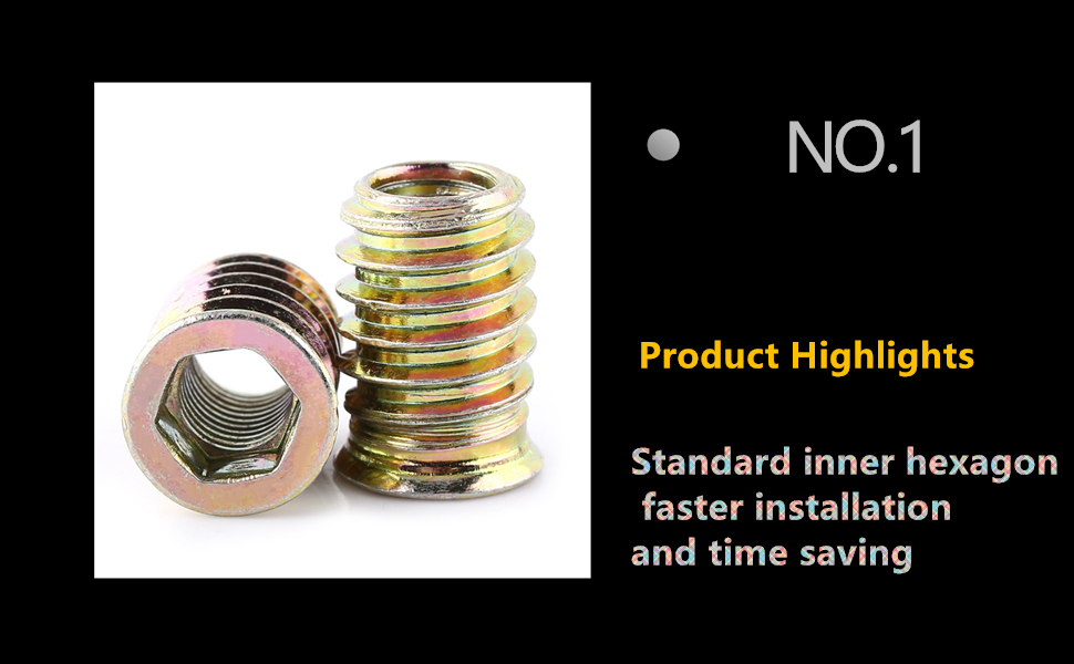 20Pcs M6 Furniture Screw in Nut Threaded Wood Inserts, Zinc Alloy