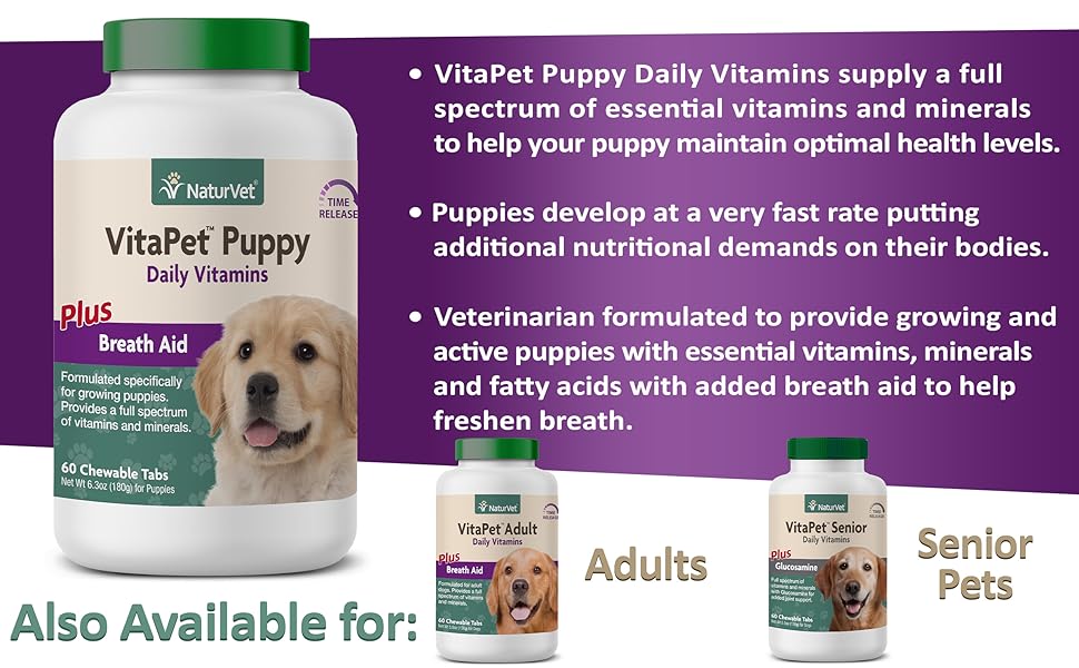 NaturVet VitaPet Puppy Daily Vitamins for Dogs Plus