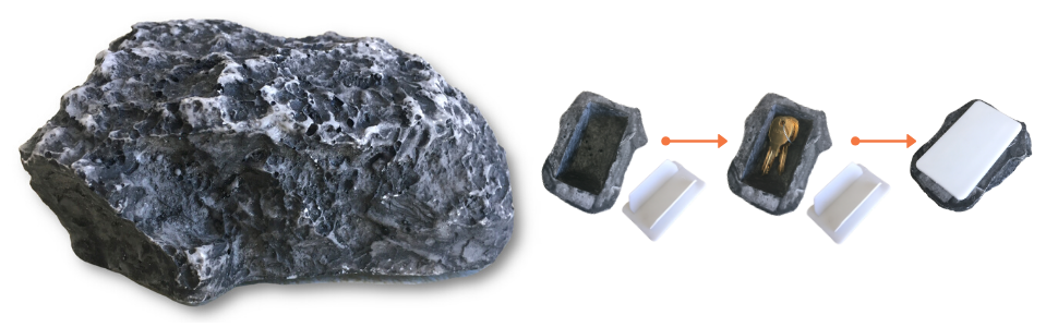 fake rock with key inside and cover on