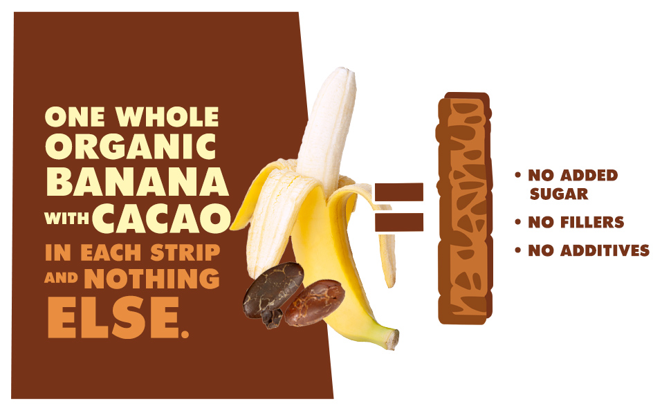 SOLELY Organic Banana with Cacao Fruit Jerky, 12 Strips