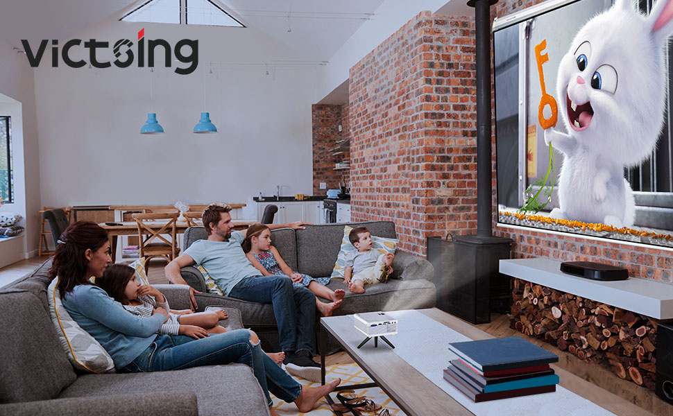 Projector VicTsing Portable Mini Projector Bluetooth Projector 3800 Lumens Support 1080P 176'' Display 40,000 Hrs Lamp Life HiFi Sound with Tripod Compatible with PS4/HDMI/VGA/AV/USB/SD (White)