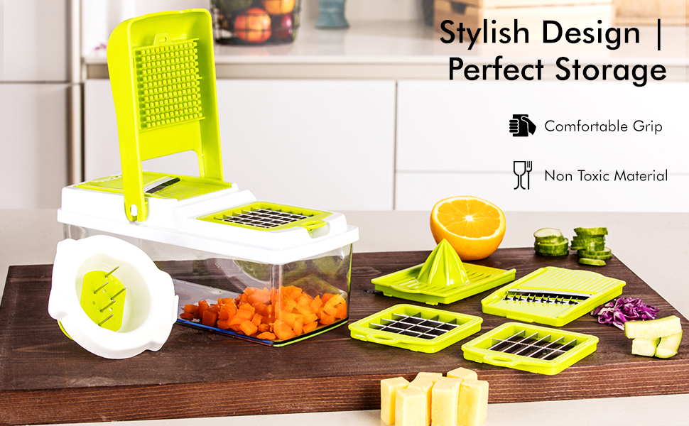 Royalford MultiPurpose Vegetable Chopper Mandolin Dicer with Easy