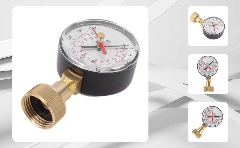 Water Pressure Gauge, 0 to 200PSI 14Bar Universal Water Pressure Test