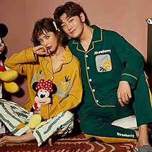 Amazon ペアルック ルームウェア 上下セット パイナップル柄 パジャマ レディース 長袖 可愛い ルームウェア メンズ 前開きパジャマ レディース 夏 春 秋 部屋着 韓国風 寝間着 お揃い ペアパジャマ メンズ 部屋着 結婚祝い パジャマ ルームウェアセット 通販