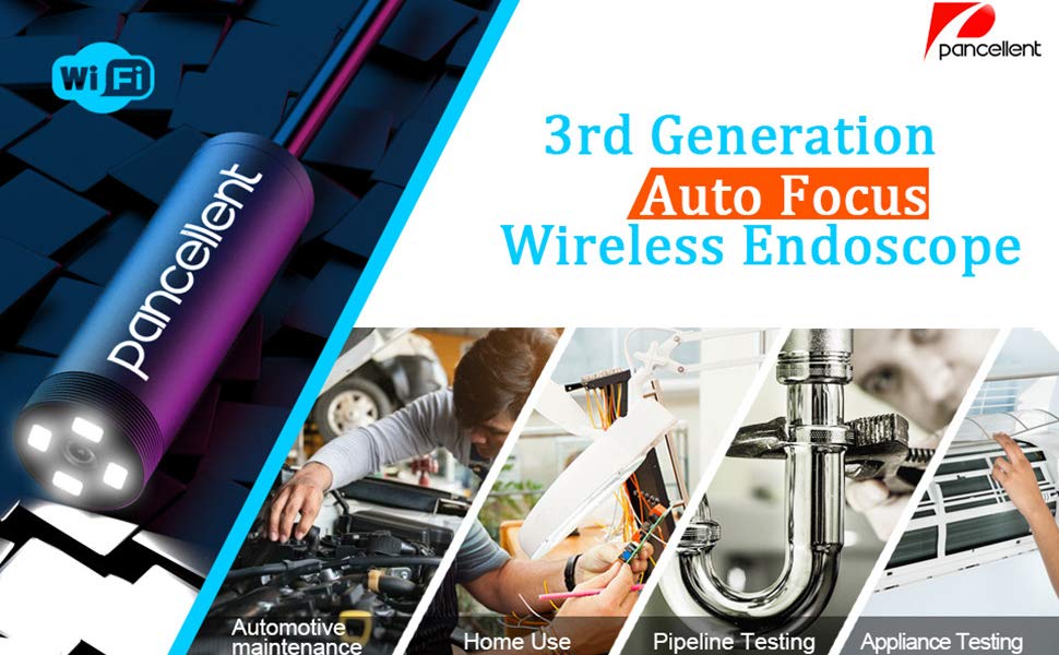 Pancellent Auto focus Wireless Borescope Camera 5.0 Megapixel Inspection Camera 1944P WiFi HD