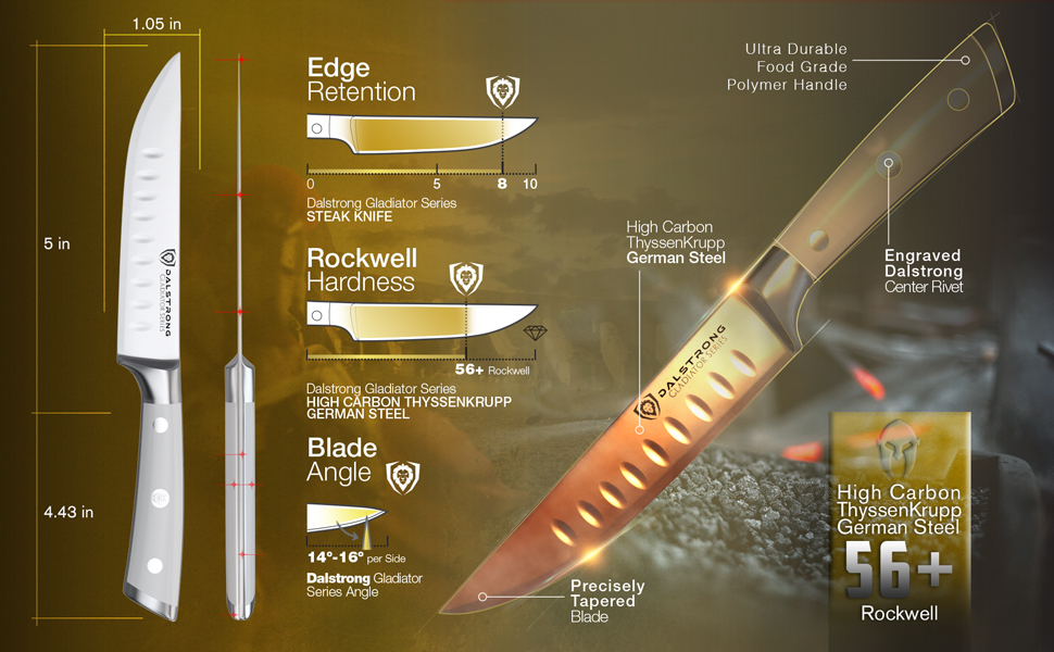 DALSTRONG Steak Knives Set of 4 Straight Blade Edge Gladiator