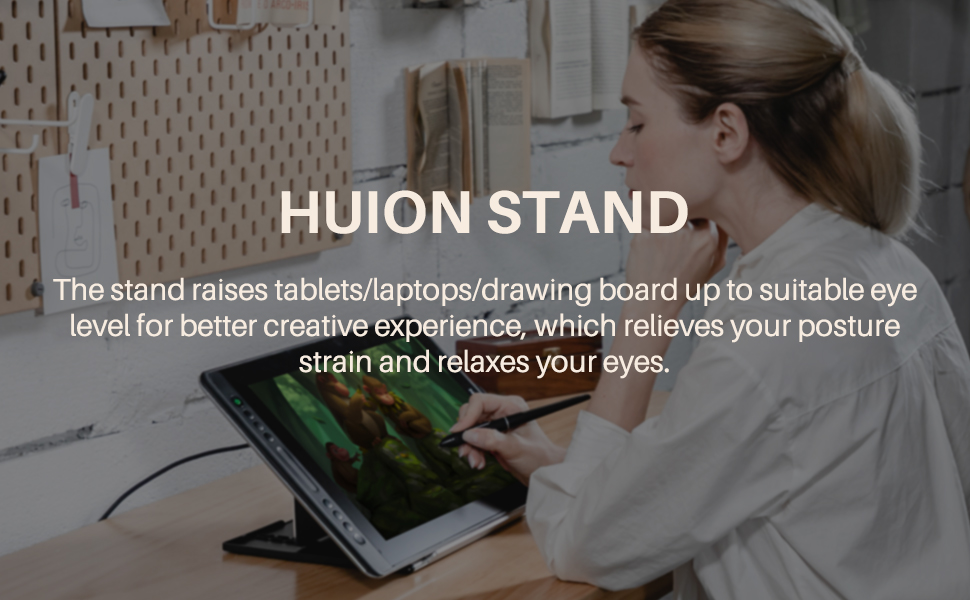 HUION Adjustable Stand Multi-Angle Portable Desk Stand for Drawing Monitor Pen Display for 10-15.6 Inch, Suitable for Kamvas Pro 16/Pro 12/Pro 13 Kamvas 16, Laptop,Tabletop 23 HUION STAND