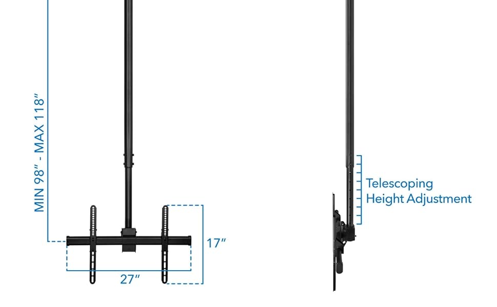 MountIt! Extra Long Ceiling TV Mount Telescoping TV Mount 8 to 9.8