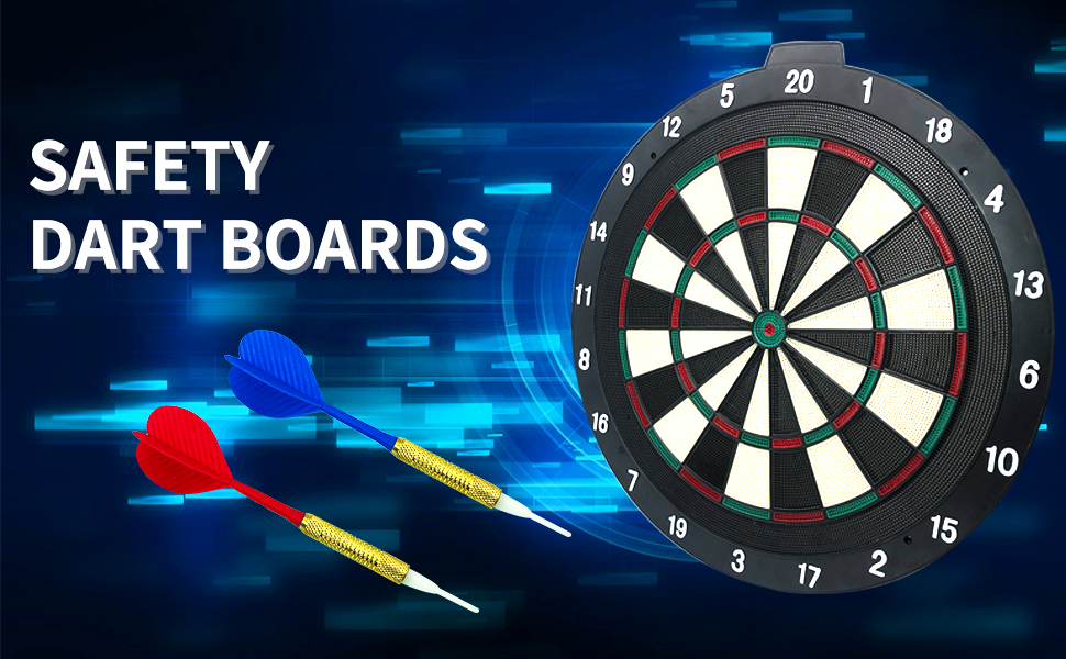 Darts Board, Safety Darts Board Set, 18” Traditional Style Dart Board