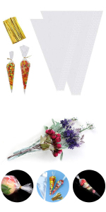 200pcs Triangle Shaped Cello Bags Sweets Treat Bags