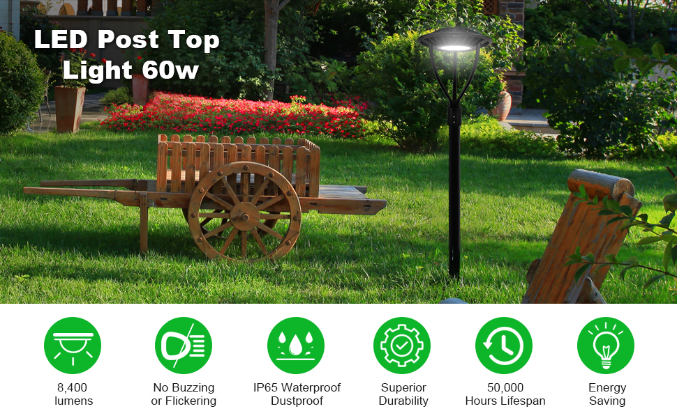 Led Post Top Light 60w Led Circular Area Light With Photocell