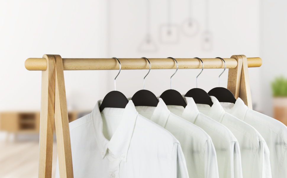 ELONG HOME Black Plastic Thin Hangers for Clothes, 28 Pack