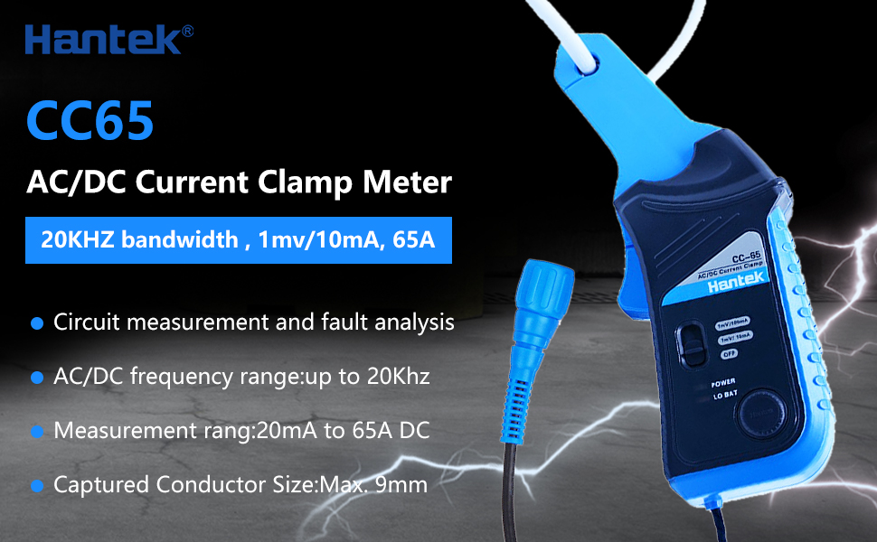 Hantek AC/DC Current Clamp Meter CC65 For Oscilloscope 1008C And