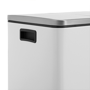 SONGMICS 30L Recycling Bin, Steel Rubbish Bin, Step Bin With Inner Bucket And Handles, 2 X 15 Liter For Kitchen, Soft Closure, Airtight, White LTB30WT 13 LTB30WT