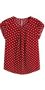 Milumia Women's Elegant Polka Dots Print Cap Sleeve Keyhole Back Work Blouse Top