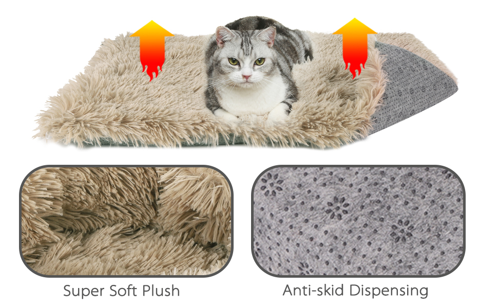 SCENEREAL Plush SelfWarming Cat Mat Furry Pet Bed