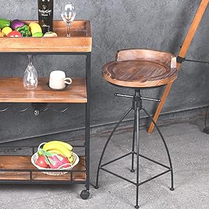 Amazon.com: Diwhy Industrial Vintage Rustic Bar Stool,Wooden