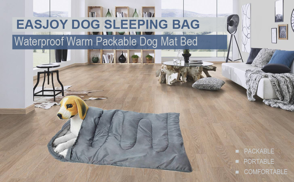 EASJOY Dog Sleeping Bag Portable Pet Bed Waterproof Warm
