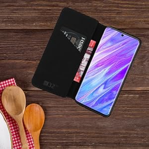 Samsung Galaxy S20 Plus 'Classic Series' real leather wallet case cover open on table