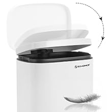 Songmics Kitchen Rubbish Bin, Pedal Trash Can 30L, With Plastic Inner Bucket, Hinged Lid, Soft Closure, Odour Proof And Hygienic, White LTB03WT 12 LTB03WT