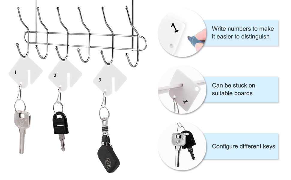 30PCS Plastic White Key Tags, Writable Slotted Rack Key Tags with Snap