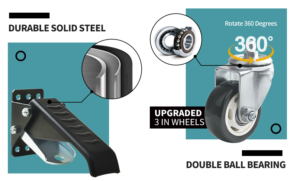 SOLEJAZZ Workbench Caster kit 880 LBS Capacity 3" Heavy Duty