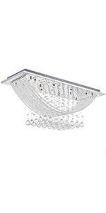 SEFINN FOUR Modern K9 Crystal Chandelier Pendant Light Fixture Hight Adjustable, Rectangle Chandelier for Dining Room… Modern LED Chandelier Light Fixture