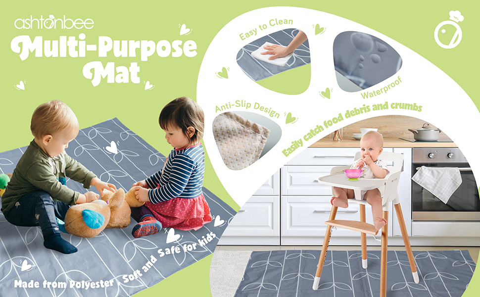 51” Splat Mat Under High Chair, Non Slip Under High Chair