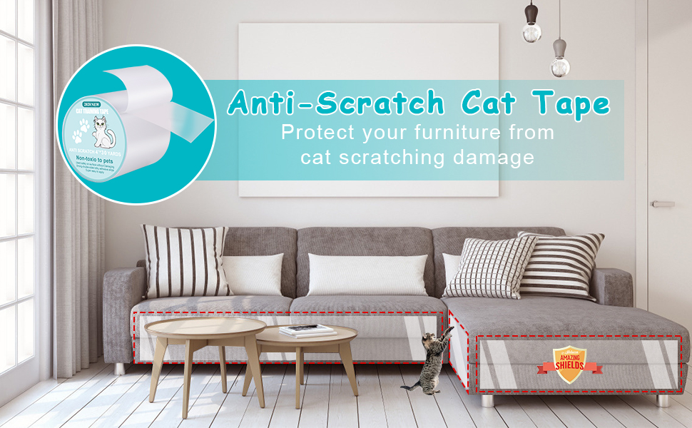 4" X 30 Yards Anti Cat Scratch Deterrent Tape Sticky