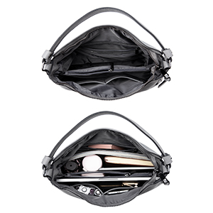 Borsa vintage grigio chiaro con molti scomparti