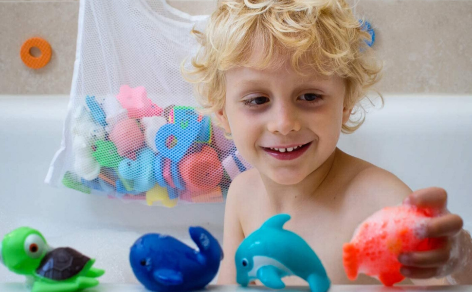 Bath Toy Bag,Bathroom Toy Storage Bag Organizer Net Bath Toy Mesh with Suction Cup Hook Amazon