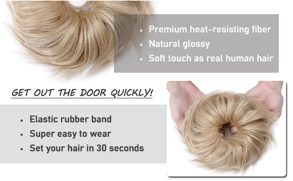 Hairro messy hair bun is made with premium synthetic hair, super easy to wear