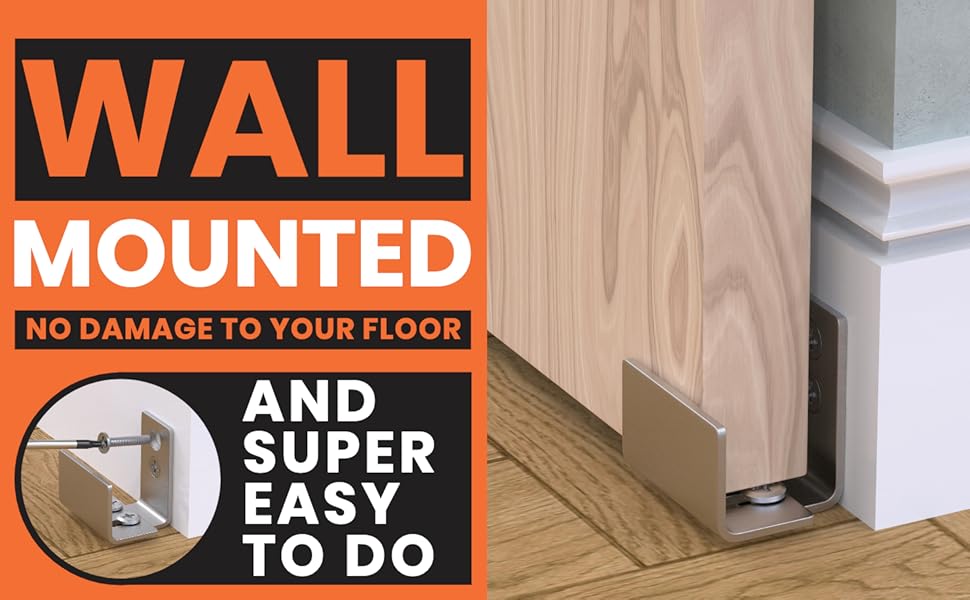 Stainless Steel Barn Door Guide Wall Mounted Adjustable