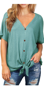 IWOLLENCE Womens Waffle Knit Tunic Casual Blouse