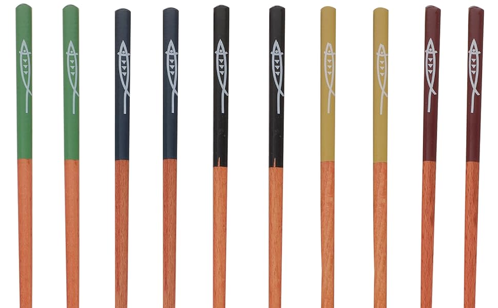 Amazon | お箸セット 5膳 木製 22.5cm 魚柄 食洗機対応 和風