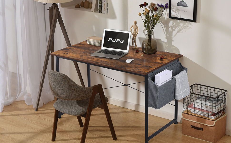 AuAg 100cm Small Computer Desk, Home Office Writing Desk, Modern