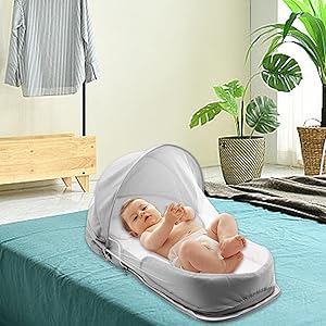 Amazon | ベビーベッド 折りたたみ式 ベッドインベッド 蚊帳付き
