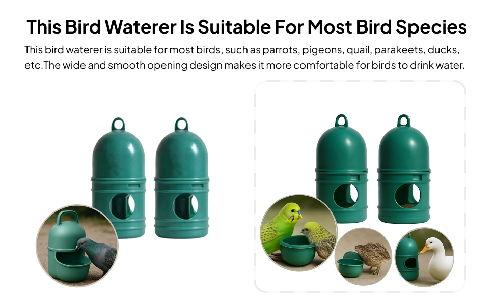 2X Bird Water Drinker Pigeon Water Dispenser Dove Drinker Pet Water Pot Container for Par