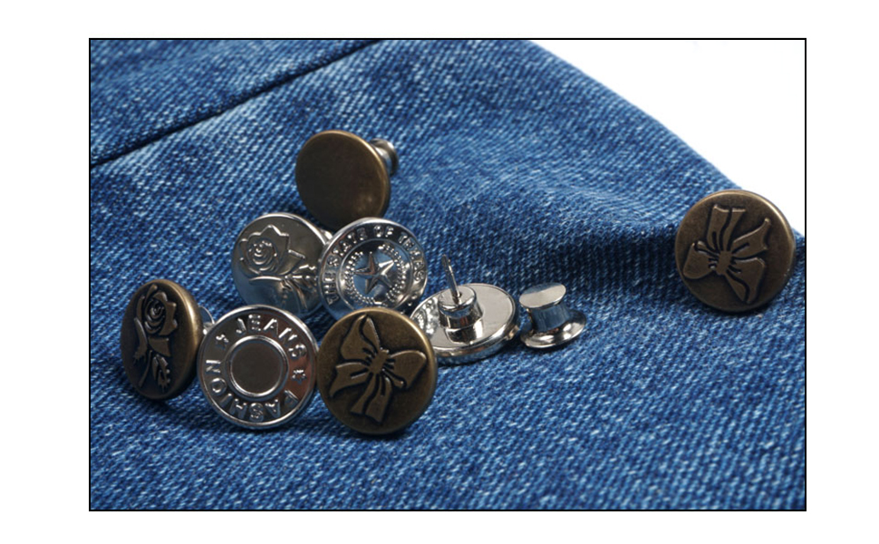 willikiva 6Pcs Instant Buttons Adjustable Jean Button No