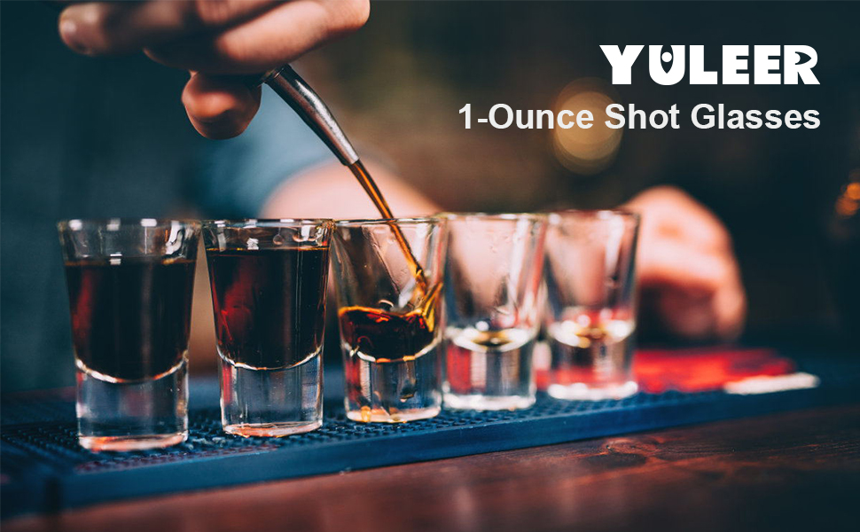 YULEER Shot Glass, 1Ounce Whiskey Glass Set, Clear Heavy