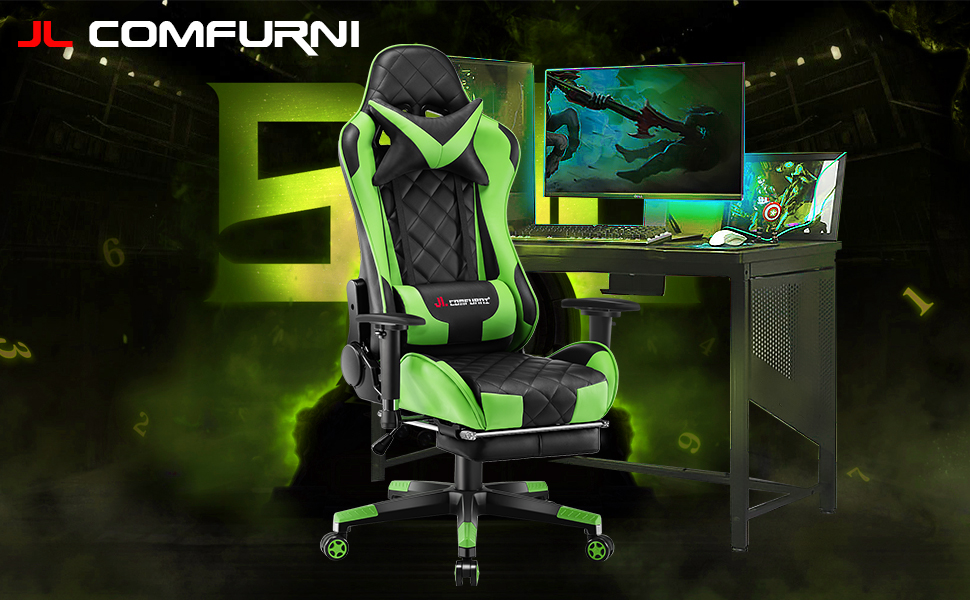 JL Comfurni Gaming Chair Racing Computer Chair Office Desk Chair High