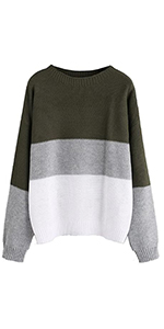 Milumia Women's Drop Shoulder Colorblock Striped Knitted Textured Jumper Sweater