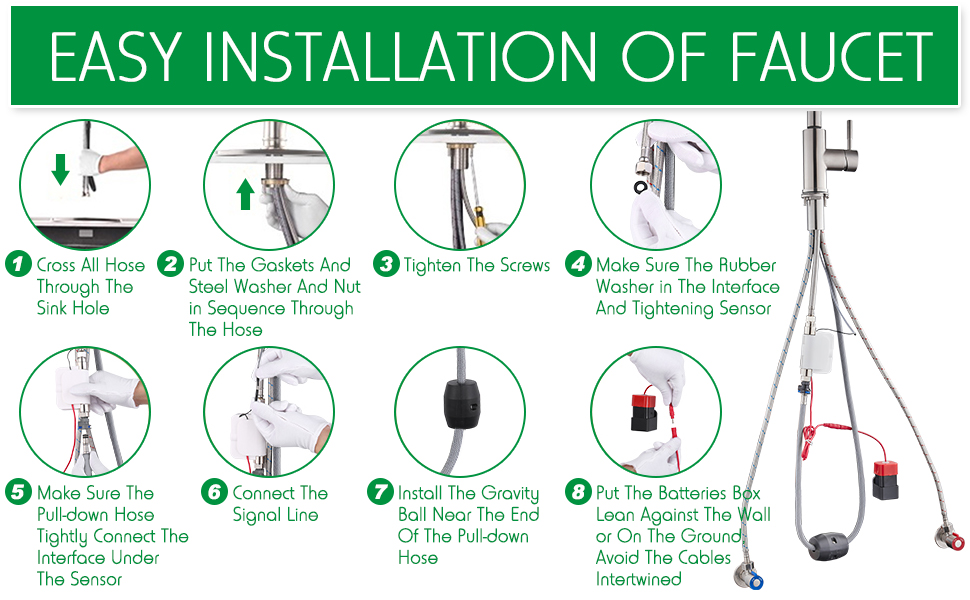 OUGOO Touch On Kitchen Faucets with Pull Down Sprayer, Sensor Faucets