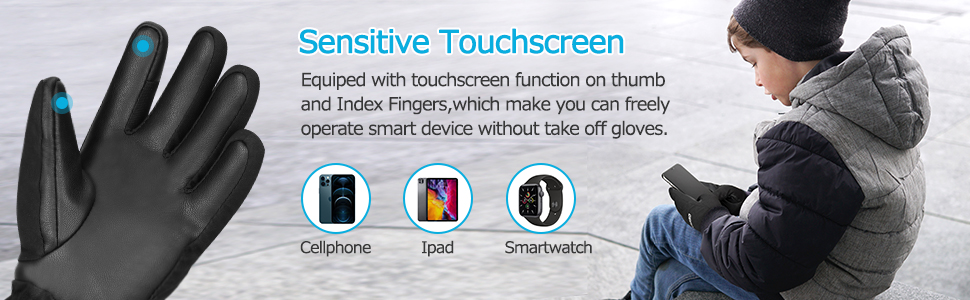 kids winter gloves with touchscreen fingers